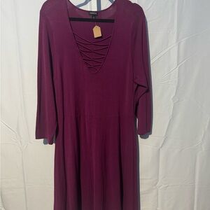Torrid Deep Purple 3/4 Length Sleeve Dress Size 3